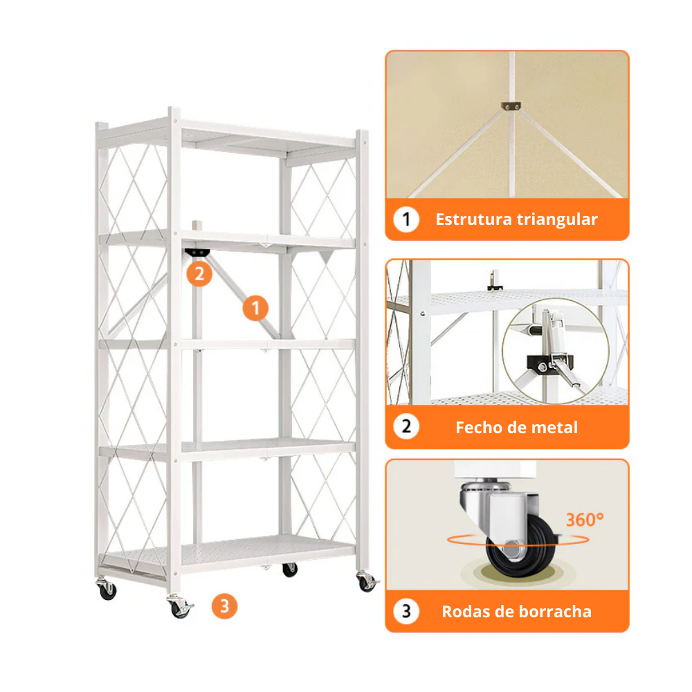 [Llévate 2 y Pagá 1 ] Estantería Inoxidable Con Pisos Multifuncional Plegable