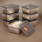 Set Premium de 16 Recipientes de Acero Inoxidable con Tapa Hermética Antifugas, Resistentes al Frío y al Calor