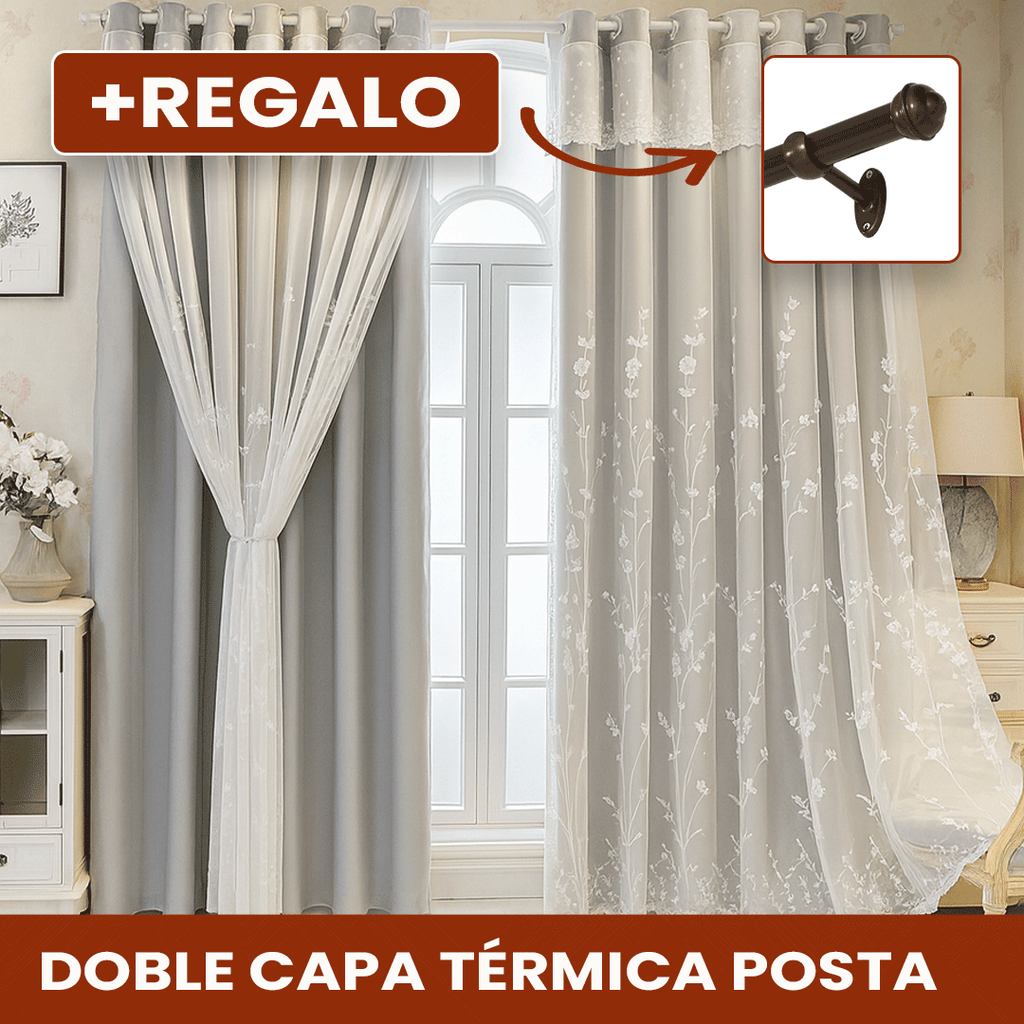 Promo 2x1: Cortina Blackout Royal de Doble Capa con Aislamiento Térmico y Estilo Europeo + Barras de REGALO