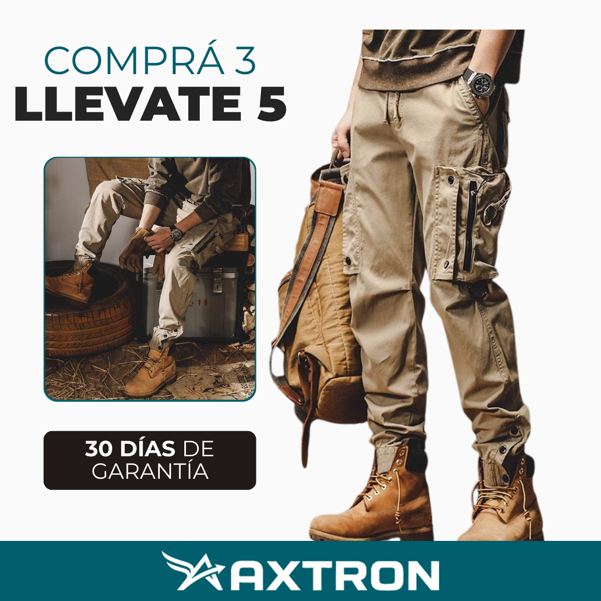 [Llevá 5, Pagá 3] Calza Masculino Force en Ripstop y Poliéster con Bolsillos Tácticos y Calce Ideal