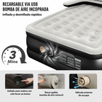 ¡Pagas 1 y Te Llevas 2! Colchón Portátil Doble con Apoyo de Cabeza, Triple Revestimiento y Antidesgarro + Bomba de Aire Eléctrica de Regalo