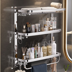 Promo 2x1: Organizador de Baño de Acero Inoxidable 3 Niveles + REGALO 2 Mini Soportes Inox