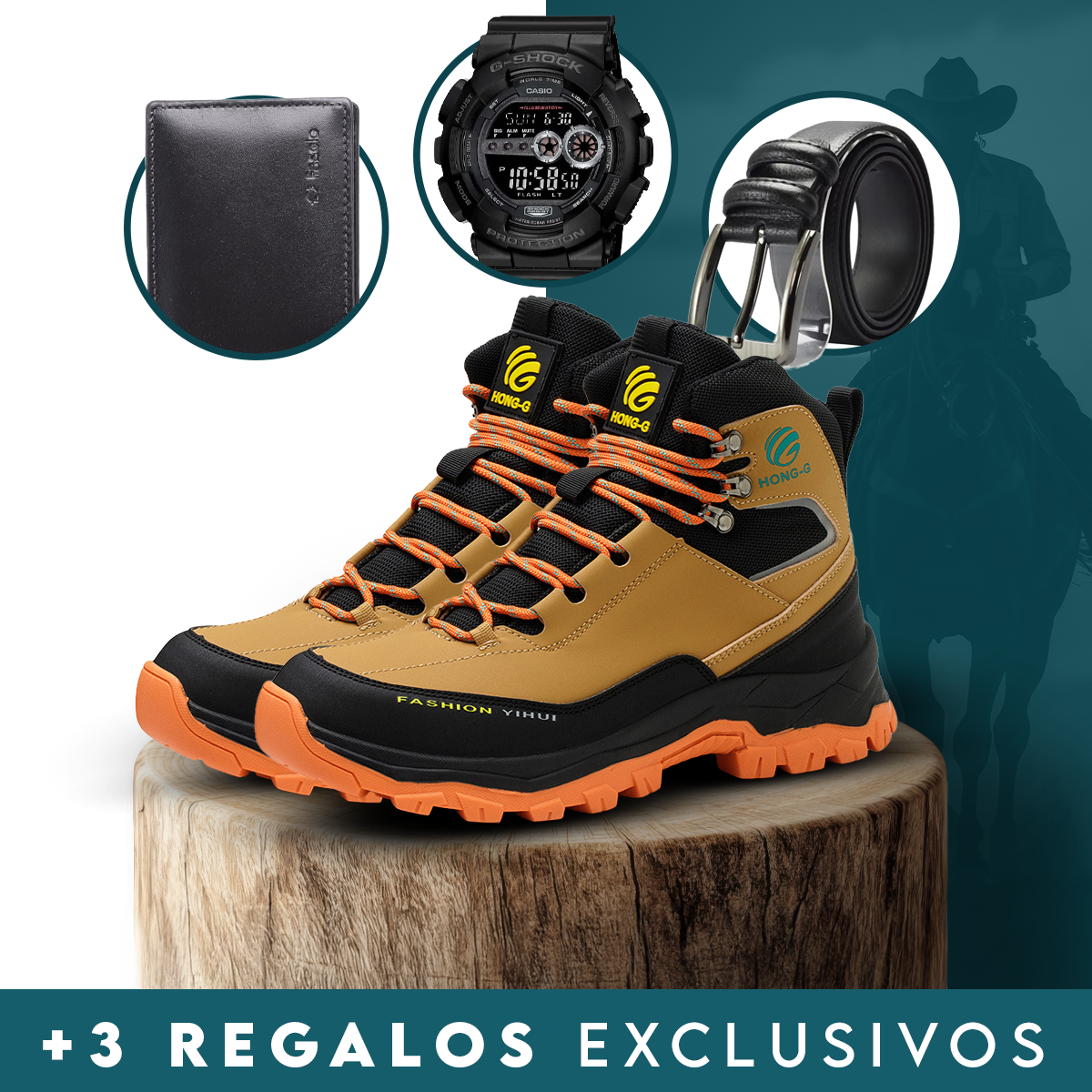 Kit de Bota Masculina Safety en cuero legítimo 100% (impermeable y antideslizante) + 3 regalos por tiempo limitado