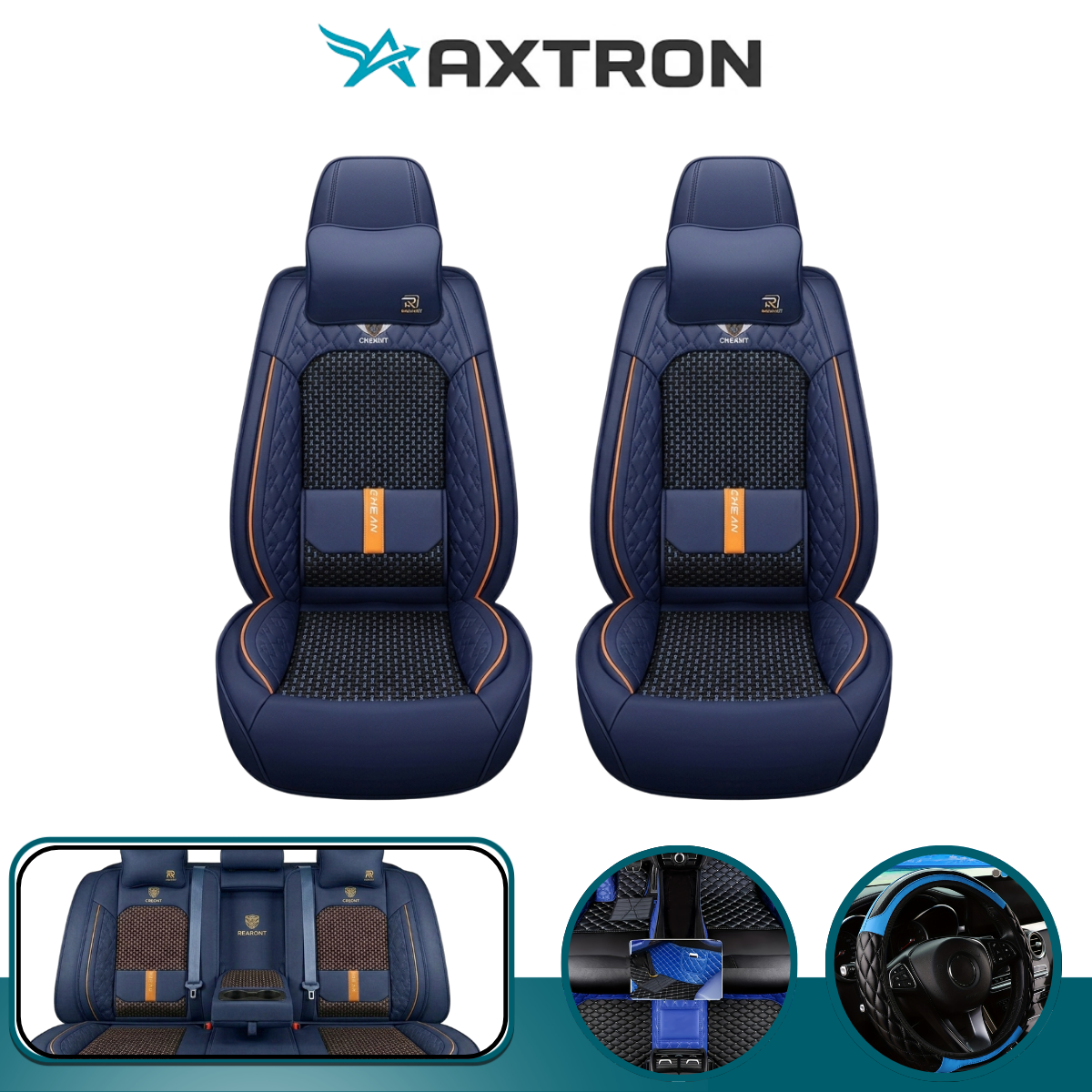 Cubre Auto Universal Axon en Cuero Legítimo con Airbag + REGALOS: Alfombra de Cuero y Funda de Volante