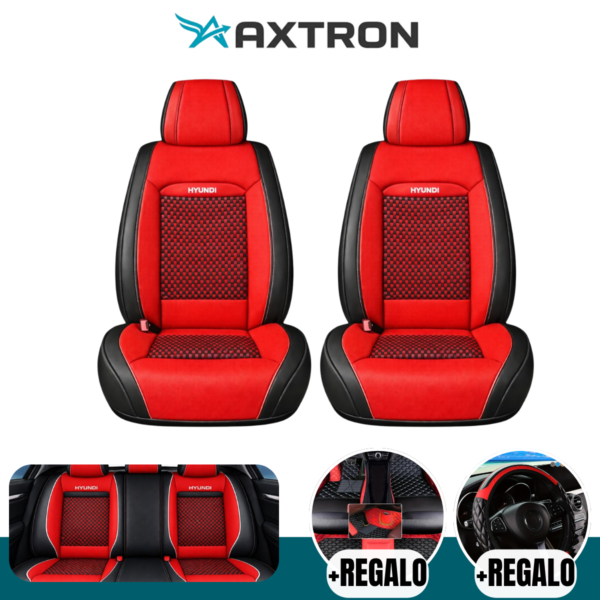 Funda Universal para Auto OverDrive en Cuero Legítimo con AirBag + REGALOS: Alfombra de Cuero y Funda para Volante