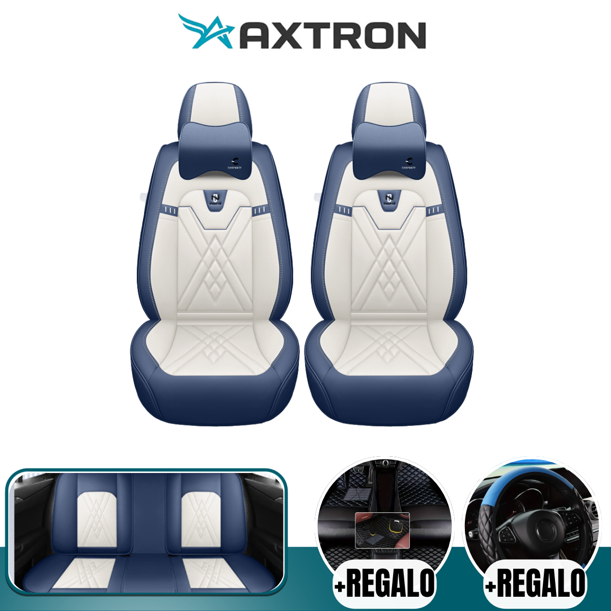 Funda de Asiento Universal Bastion en Cuero Legítimo con Airbag + REGALOS: Alfombra de Cuero y Funda para Volante