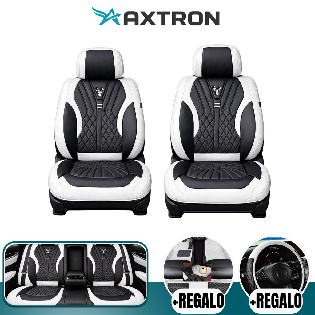 Funda para Auto Hunder Universal en Cuero Legítimo con Airbag Incorporado + REGALO: Alfombra y Funda para Volante