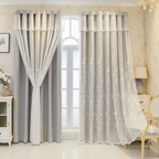 Promo 2x1: Cortina Blackout Royal de Doble Capa con Aislamiento Térmico y Estilo Europeo + Barras de REGALO